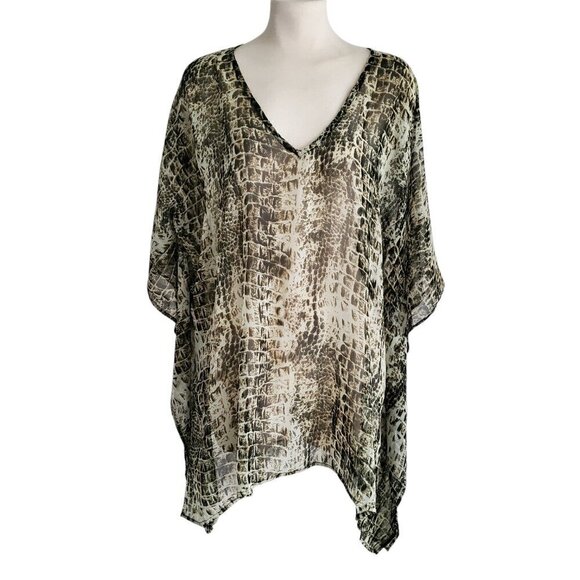 Snakeskin Animal Print Kimono Top Sheer Artsy Coverup with Loads of Style! OS - Picture 2 of 16